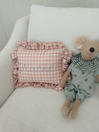 Gingham Ruffle Pillow (Light Pink)