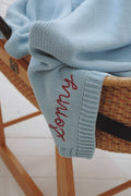 Hand Embroidered Baby Blanket - Blue