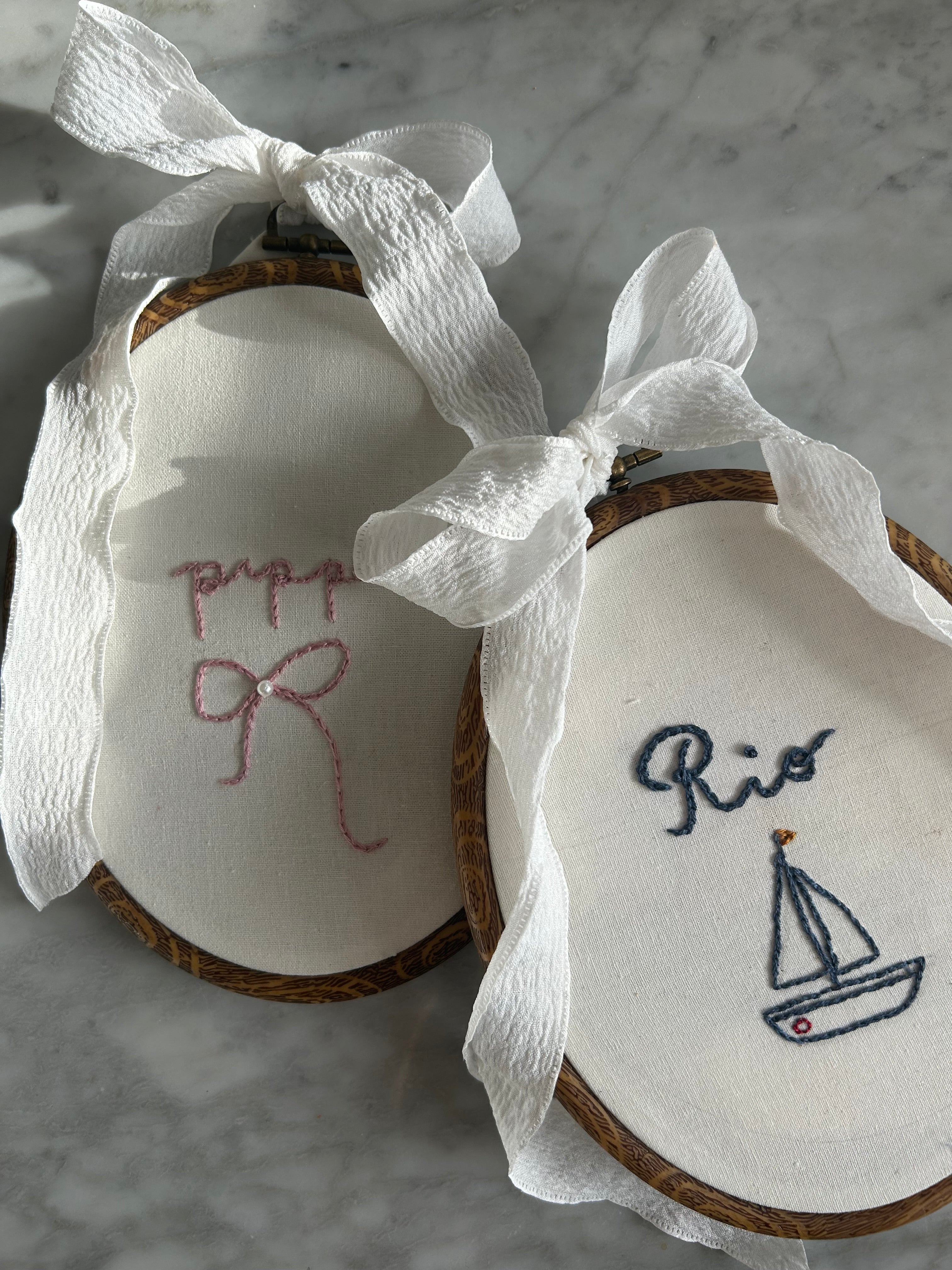 Personalised Embroidery Hoop - Sailboat