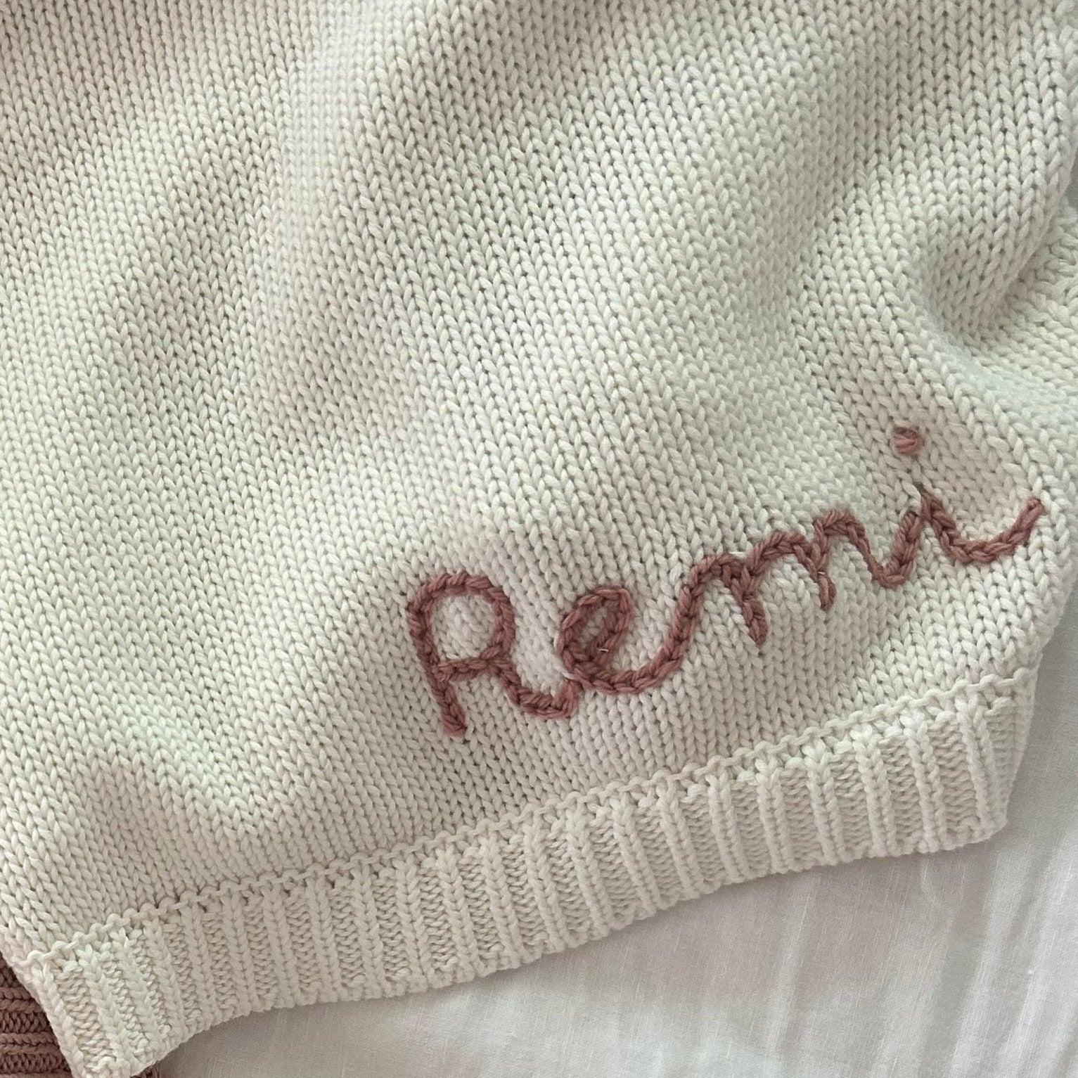 Hand Embroidered Baby Blanket - Snow