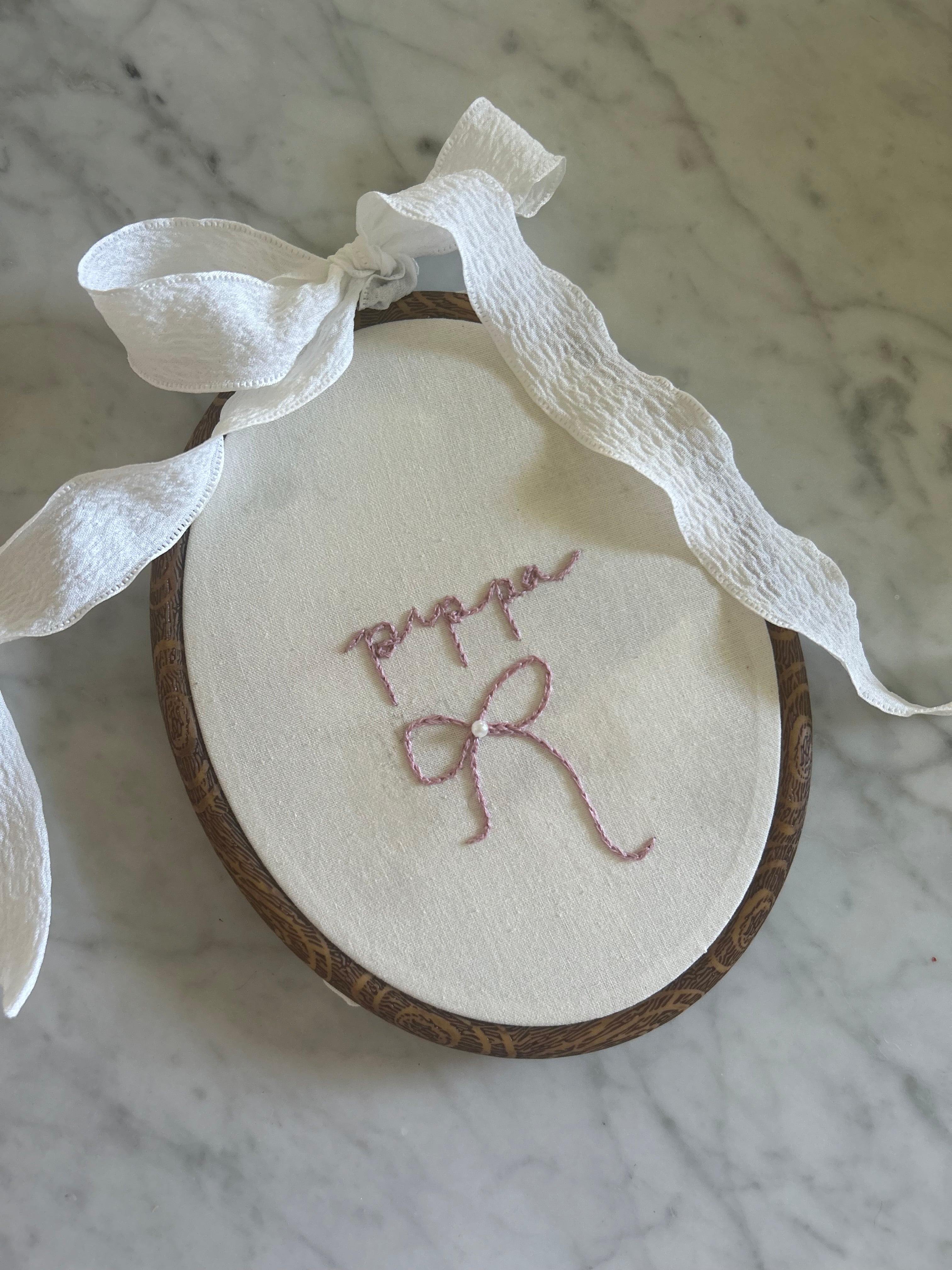 Personalised Embroidery Hoop- Bow