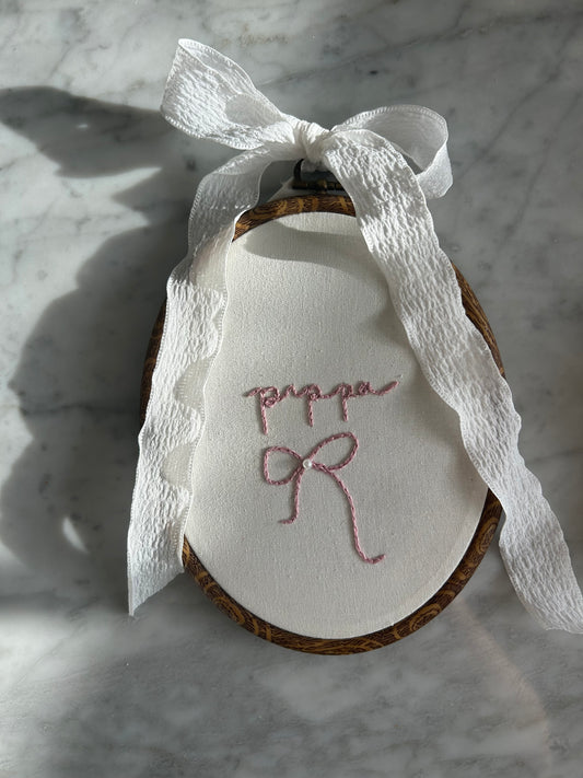 Personalised Embroidery Hoop- Bow