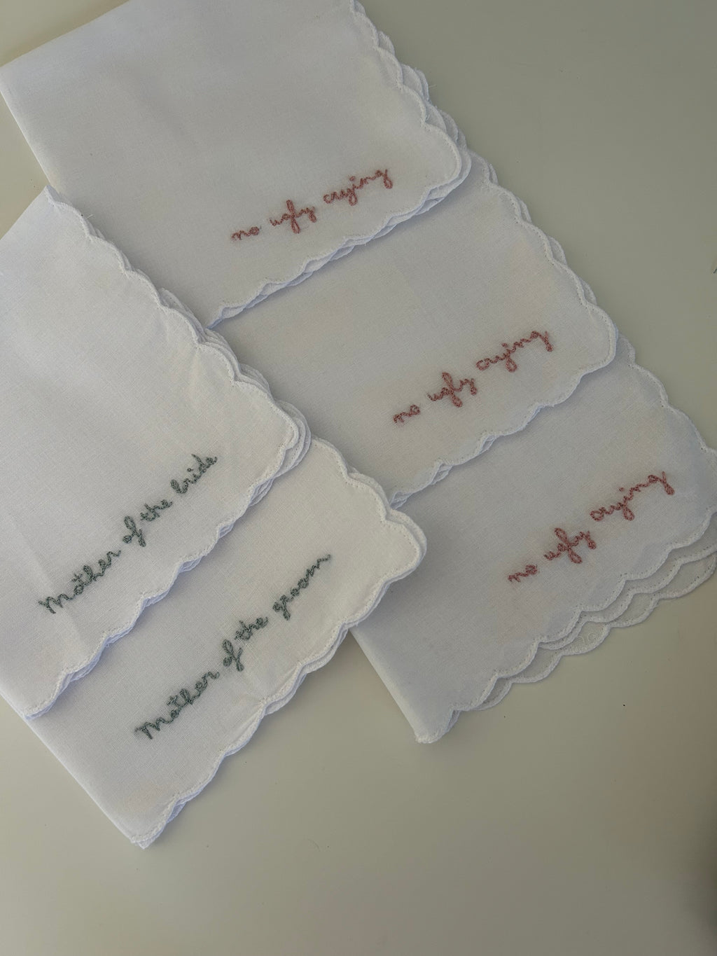 Hand Embroidered Wedding Napkin (10 words)