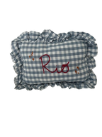 Gingham Ruffle Pillow (Blue)