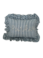 Gingham Ruffle Pillow (Blue)