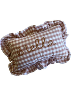 Gingham Ruffle Pillow (Dusty Rose)