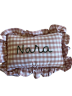 Gingham Ruffle Pillow (Dusty Rose)