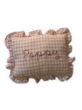 Gingham Ruffle Pillow (Light Pink)