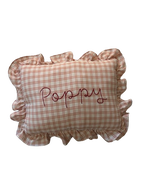 Gingham Ruffle Pillow (Light Pink)