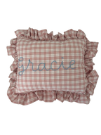 Gingham Ruffle Pillow (Light Pink)